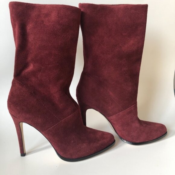 BCBGeneration Valor Suede Mid-Calf Pointed-Toe Stiletto Boots, Size 7 - Picture 4 of 10